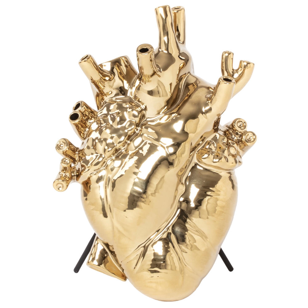 Seletti Zlatá porcelánová váza Love in Bloom 25 cm Seletti