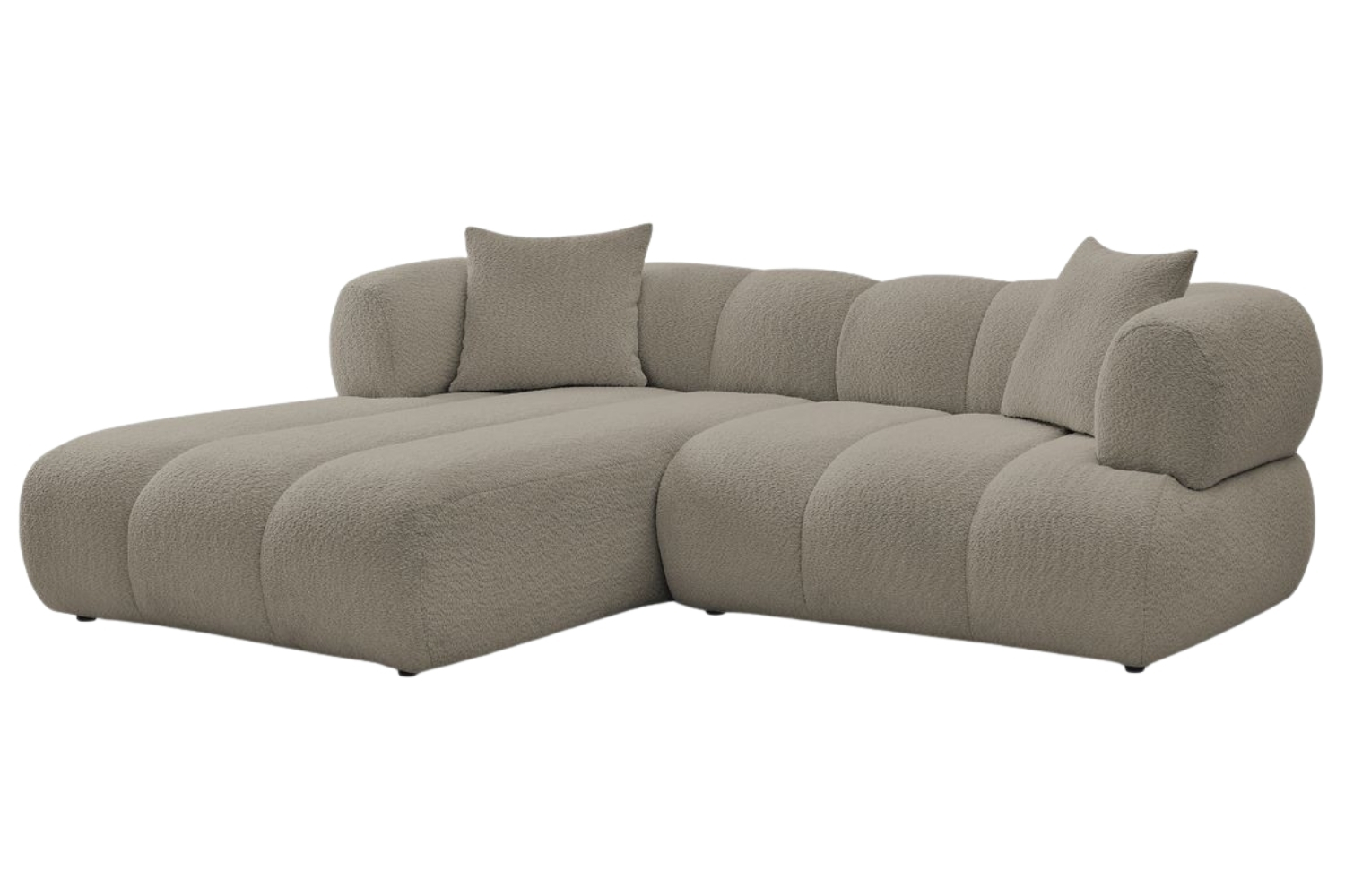 Bobochic Paris Světle hnědá bouclé rohová pohovka Pamira 253 cm