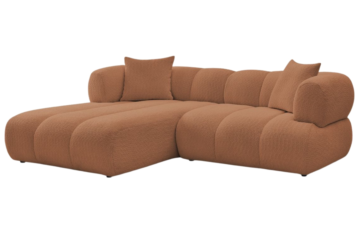 Bobochic Paris Terakotově oranžová bouclé rohová pohovka Pamira 253 cm