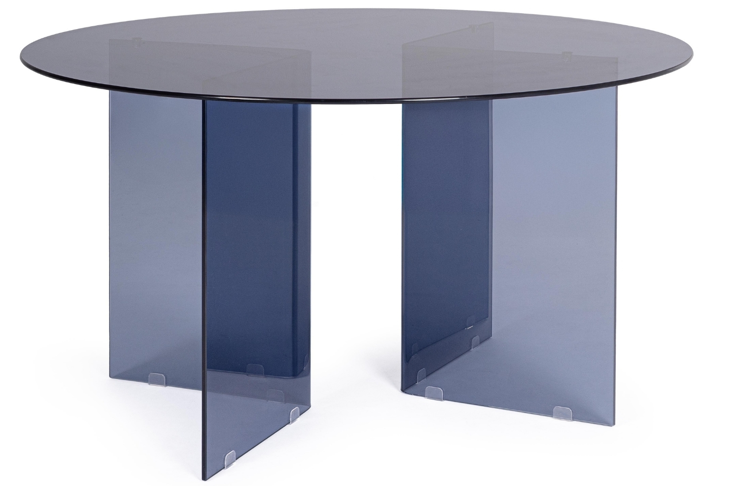 Bizzotto Modrý  skleněný jídelní stůl Iride Ø130 cm Bizzotto