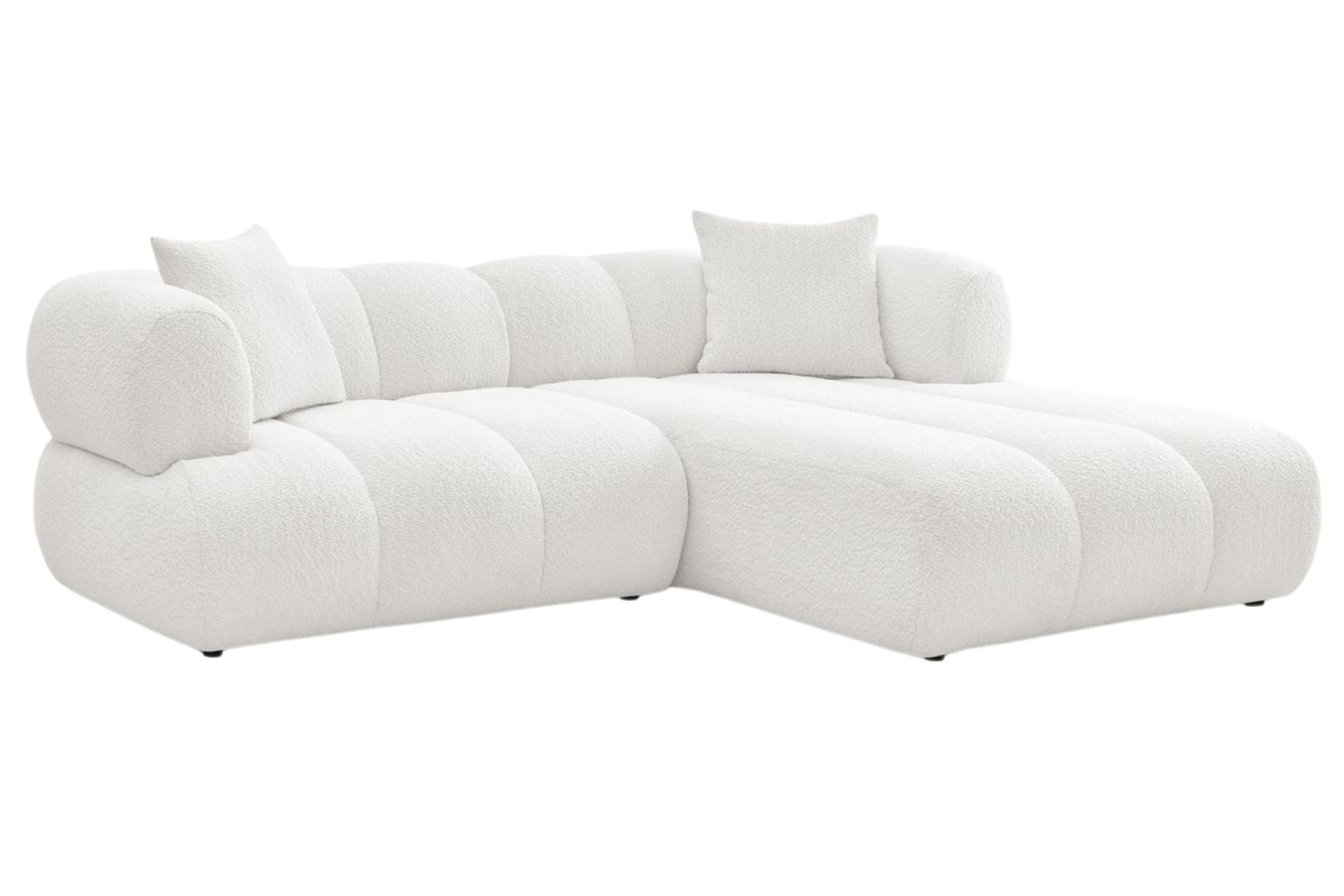 Bobochic Paris Bílá bouclé rohová pohovka Pamira 253 cm