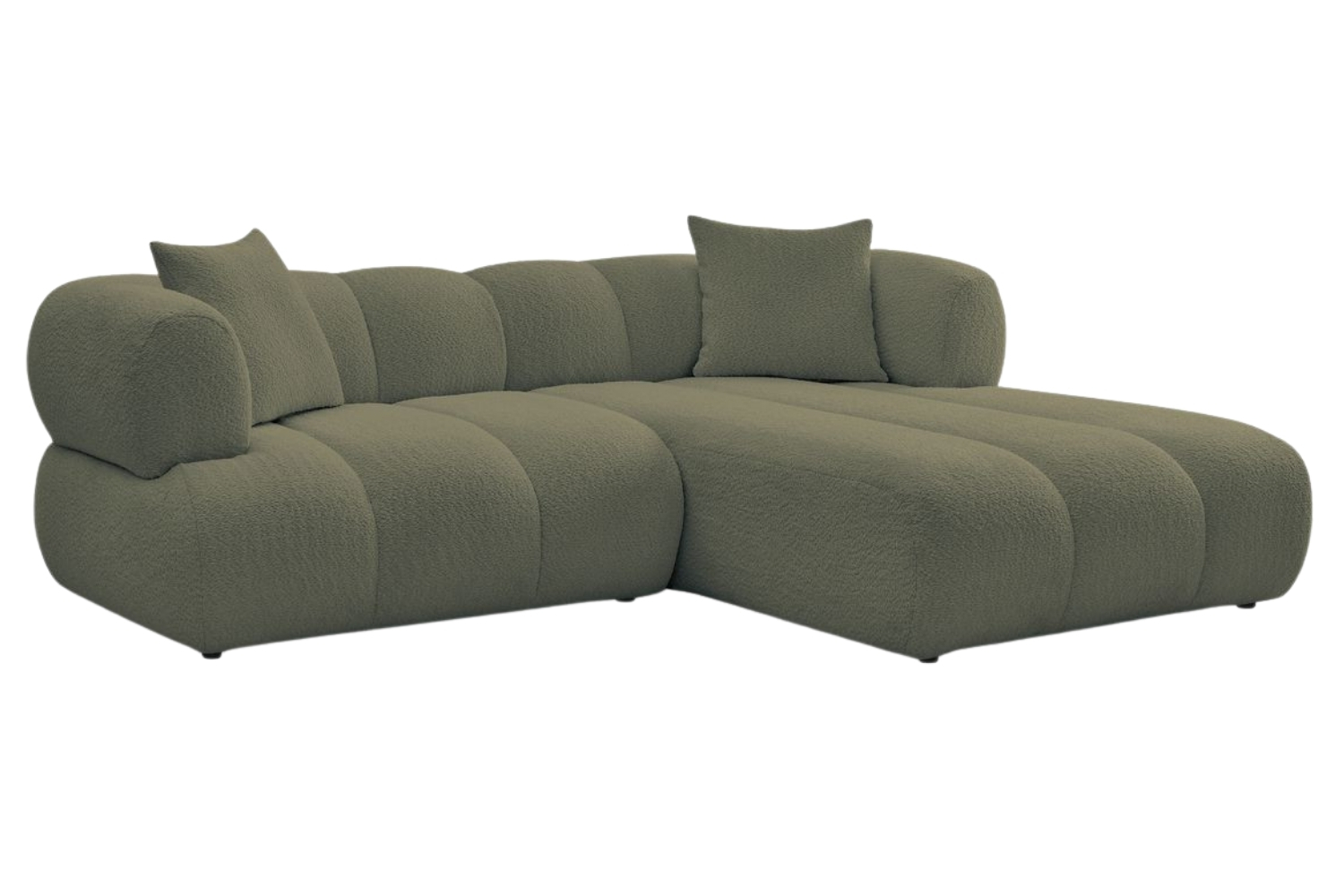 Bobochic Paris Zelená bouclé rohová pohovka Pamira 253 cm
