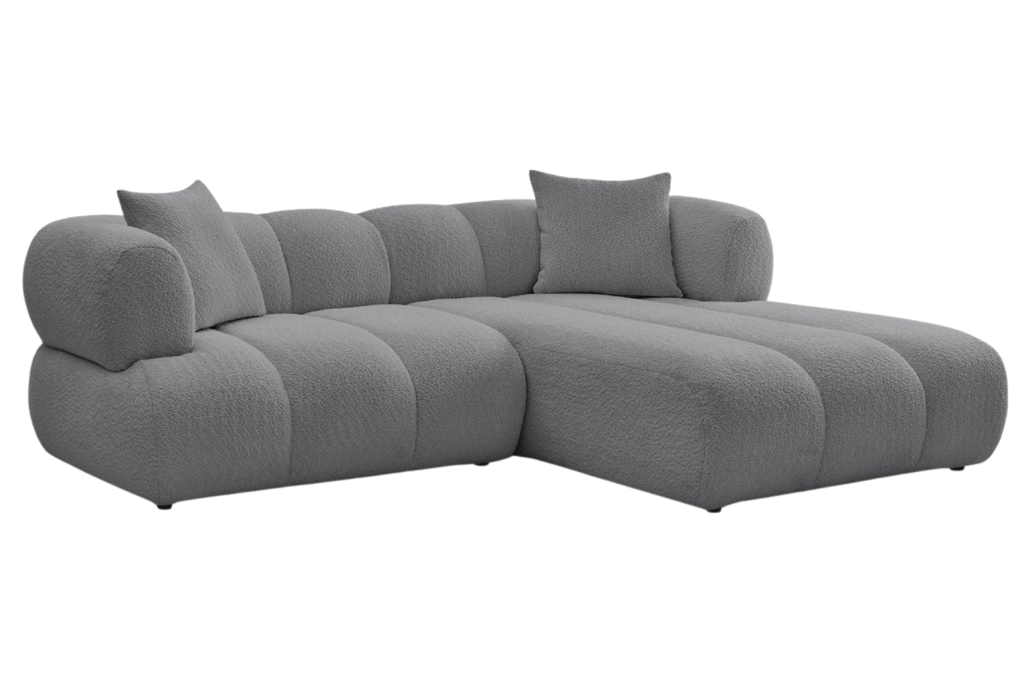 Bobochic Paris Tmavě šedá bouclé rohová pohovka Pamira 253 cm