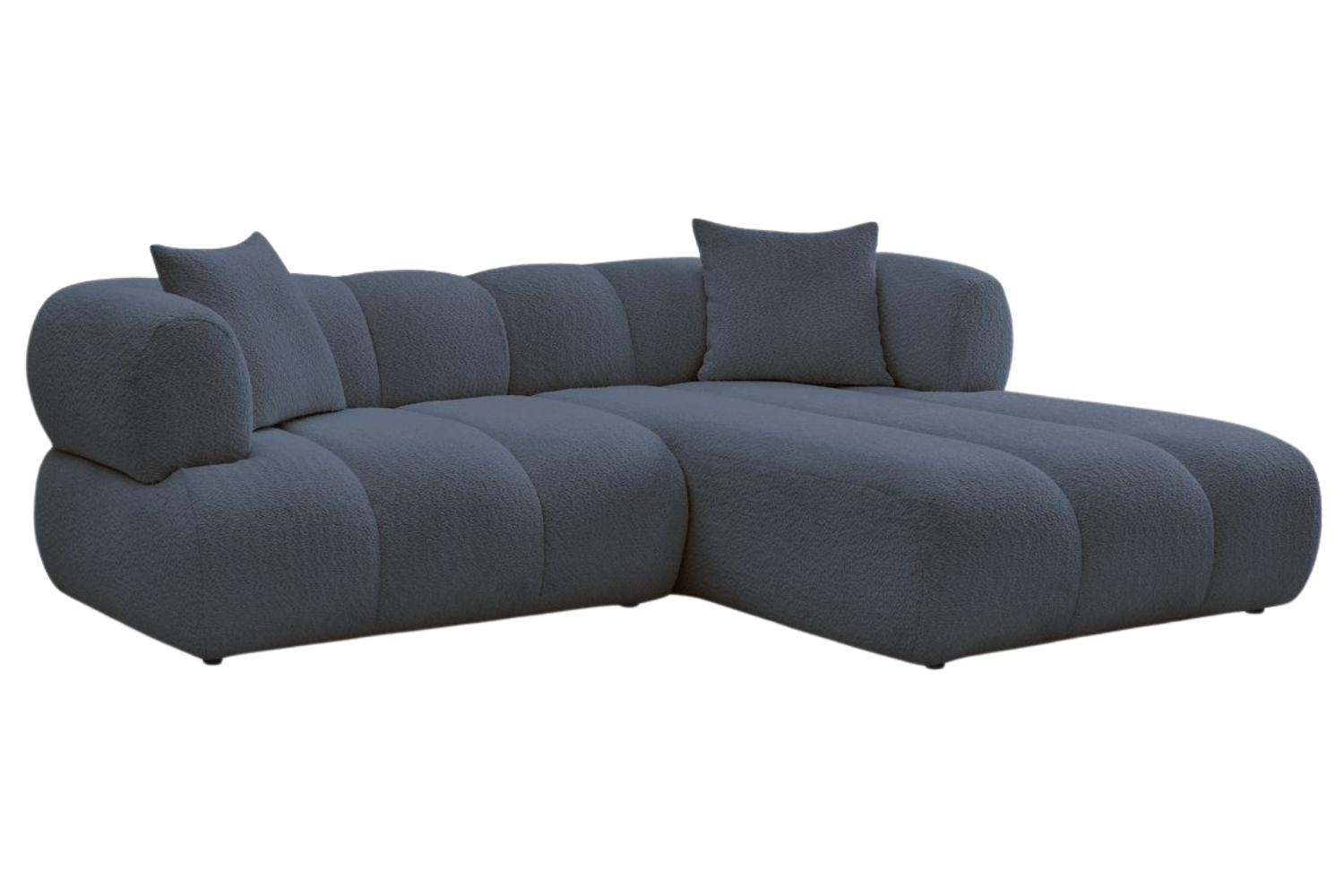 Bobochic Paris Tmavě modrá bouclé rohová pohovka Pamira 253 cm