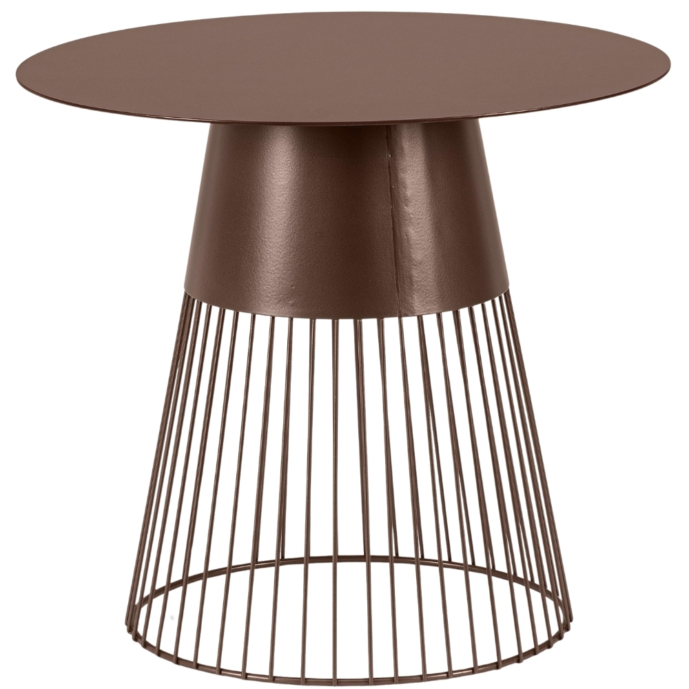 Bizzotto Hnědý kovový odkládací stolek Godric Ø50 cm Bizzotto