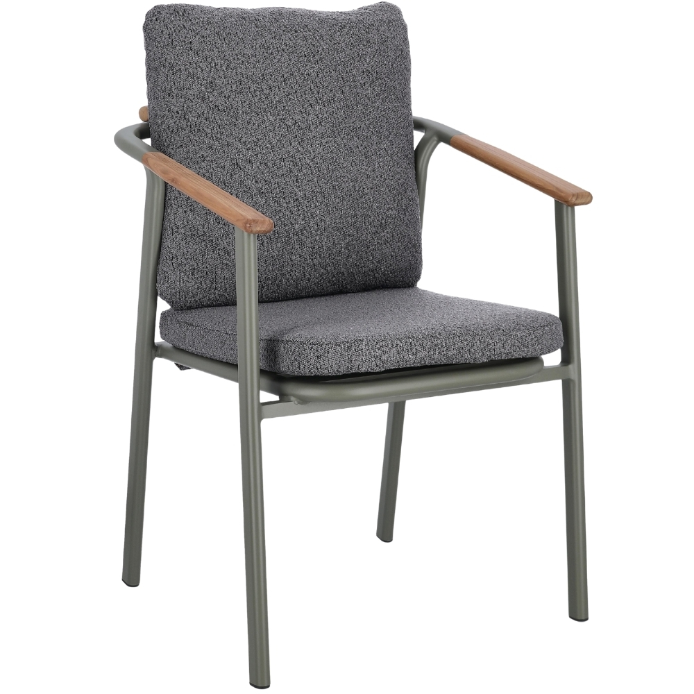 Bizzotto Šedá čalouněná zahradní židle Leonida se zelenou podnoží Bizzotto