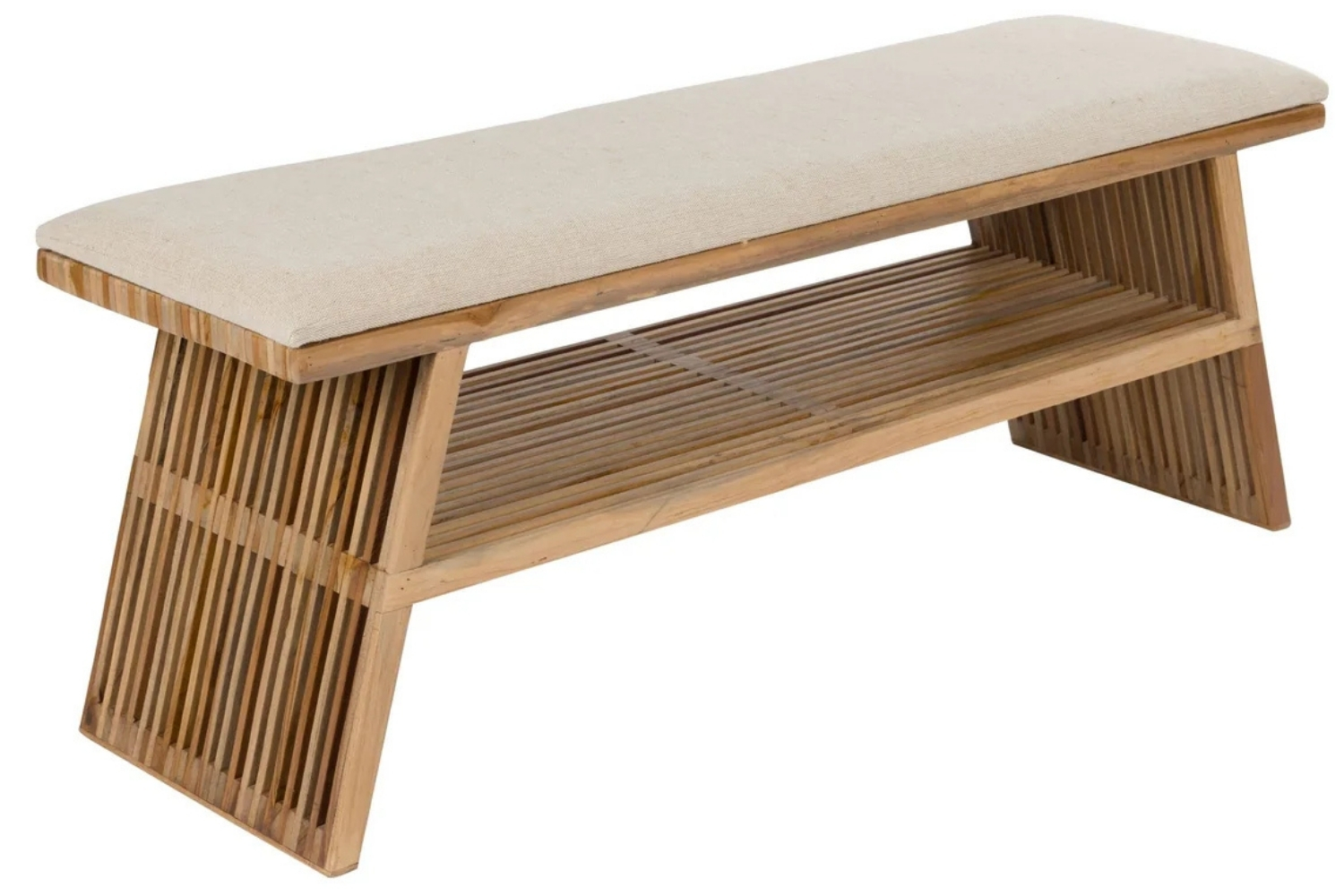 Housecraft Living Dřevěná lavice Djia 134 cm s béžovým sedákem Housecraft Living