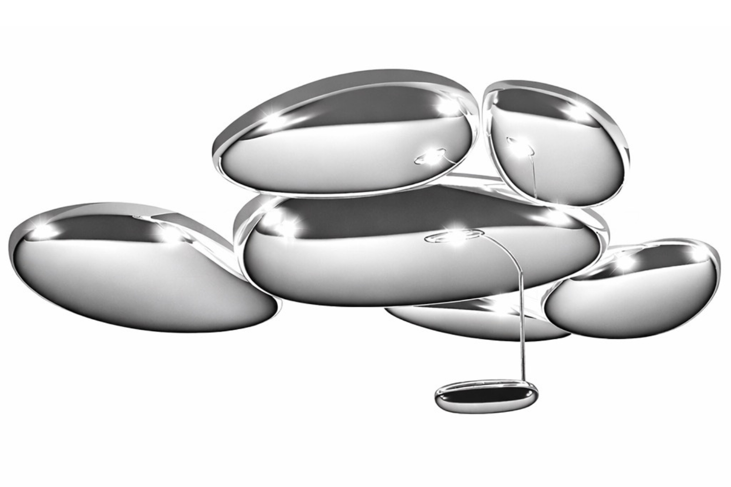 Artemide Stříbrné kovové stropní LED světlo Skydro 143 x 136 cm Artemide