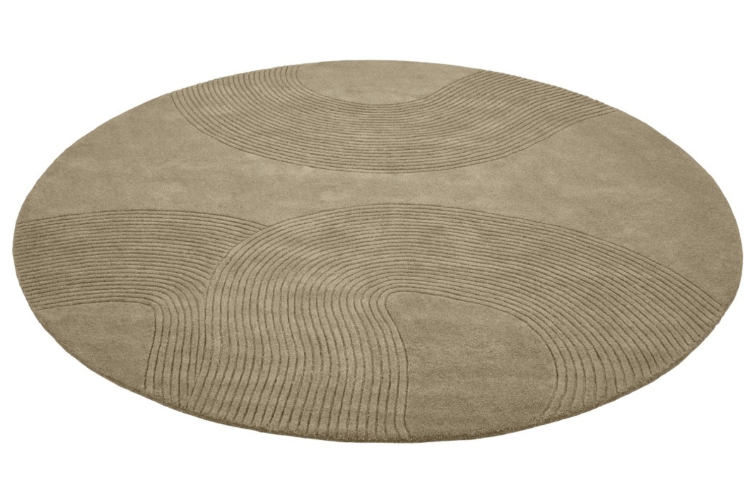 Bolia Tmavě béžový vlněný kulatý koberec Zen 200 cm Bolia