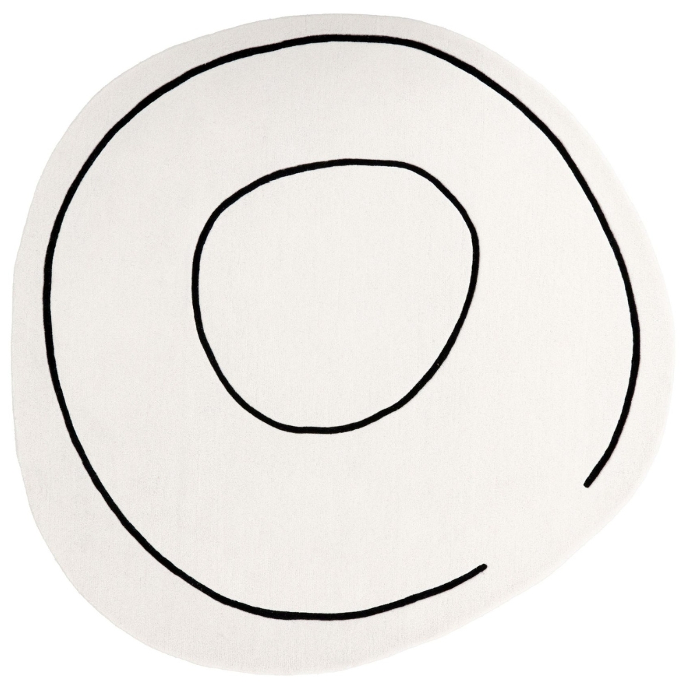 Fargotex Bílo-černý vlněný kulatý koberec Loop 200 cm Fargotex