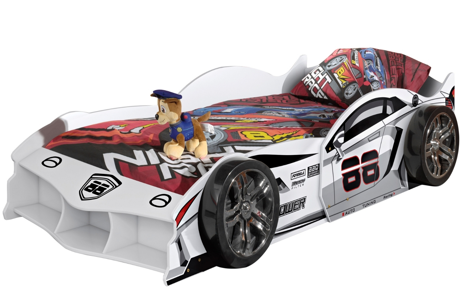 Vipack Bílá dětská postel Car Bed 90 x 200 cm Vipack