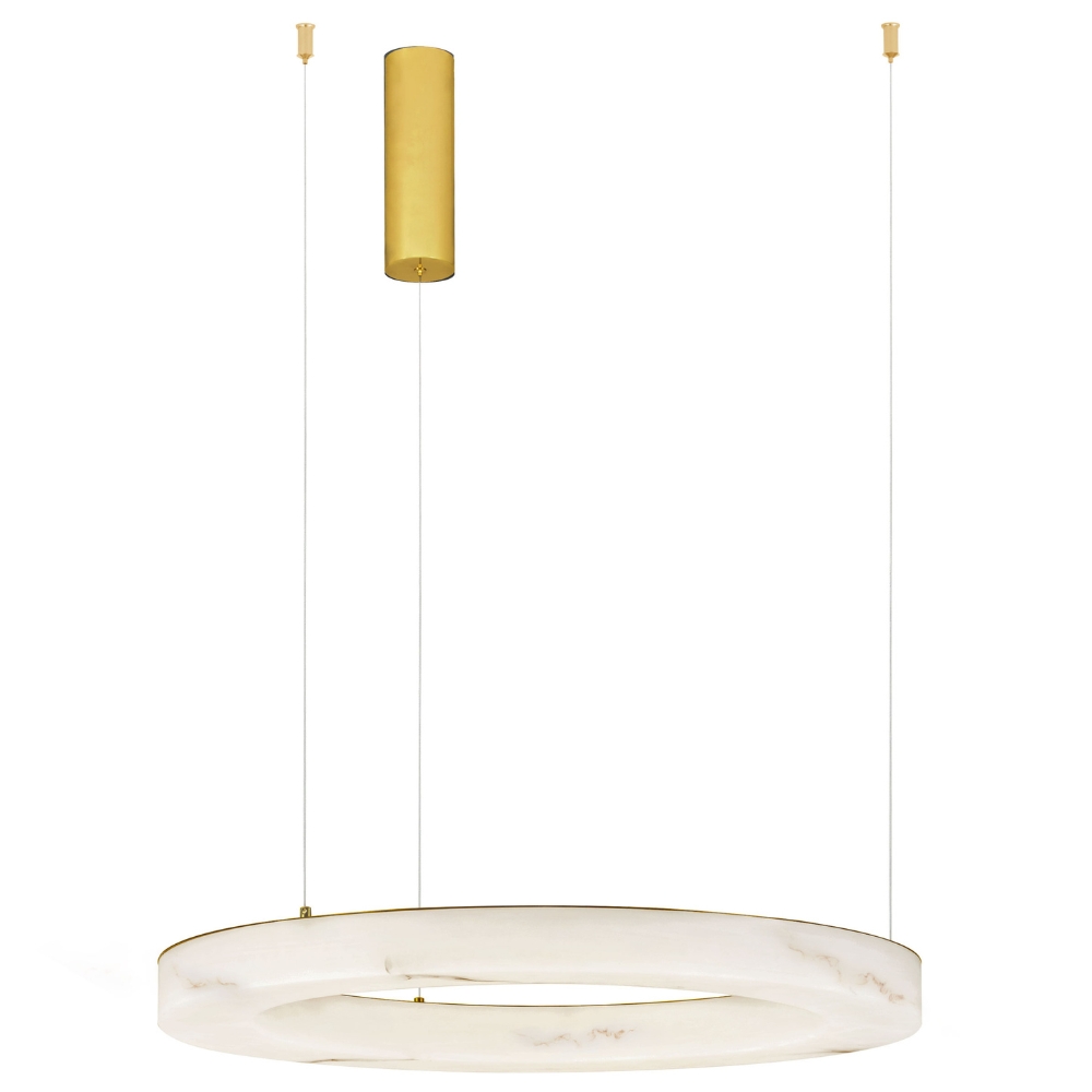 Nova Luce Bílé závěsné LED světlo Vaster 60 cm se zlatým zavěšením Nova Luce