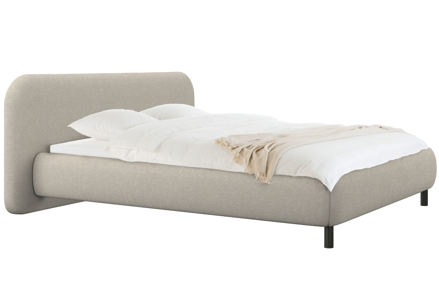 noo.ma Béžová bouclé dvoulůžková postel Mumo 160 x 200 cm s úložným prostorem noo.ma