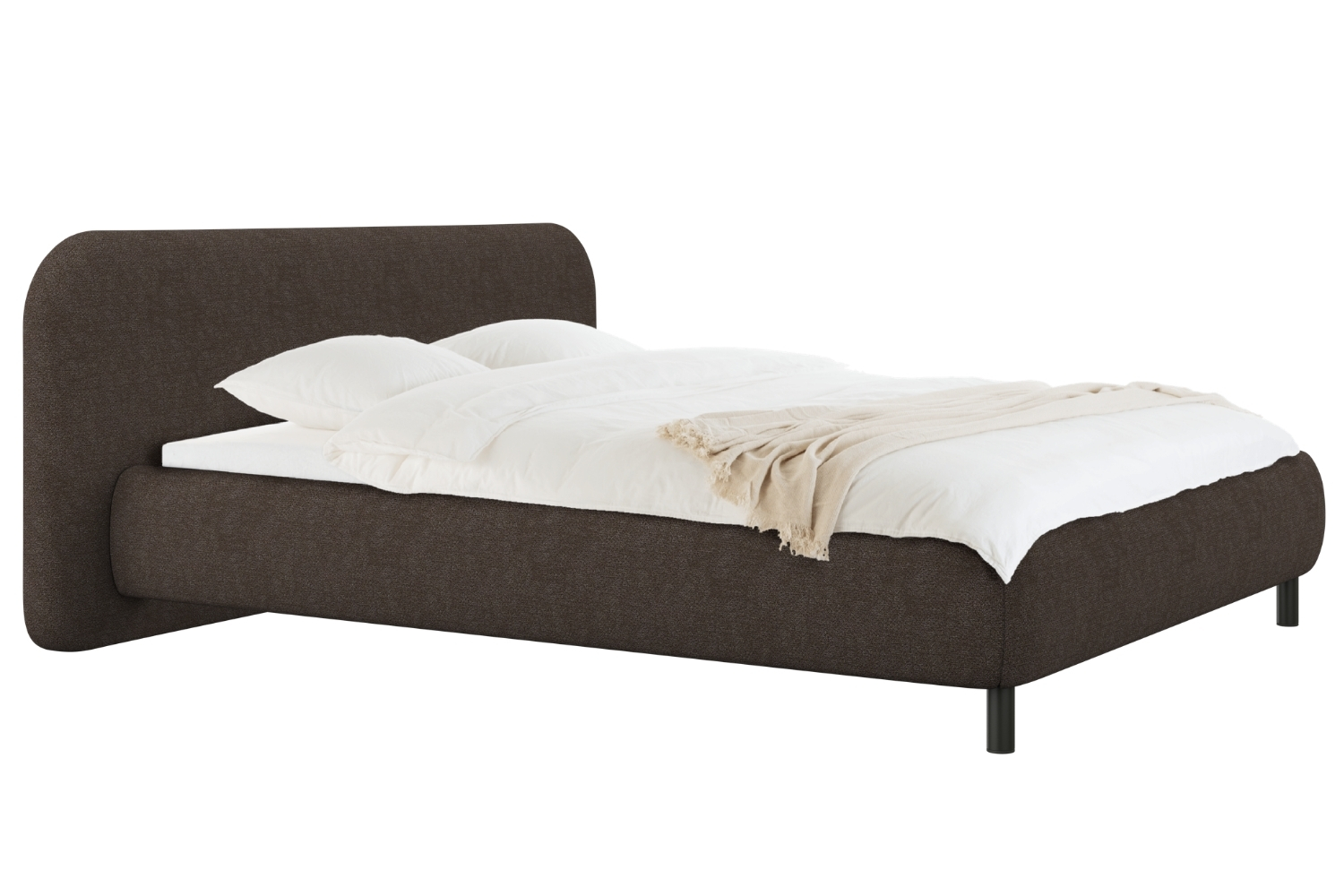 noo.ma Hnědá bouclé dvoulůžková postel Mumo 180 x 200 cm s úložným prostorem noo.ma