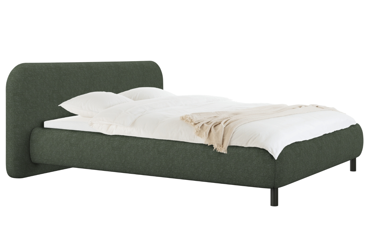 noo.ma Zelená bouclé dvoulůžková postel Mumo 180 x 200 cm s úložným prostorem noo.ma