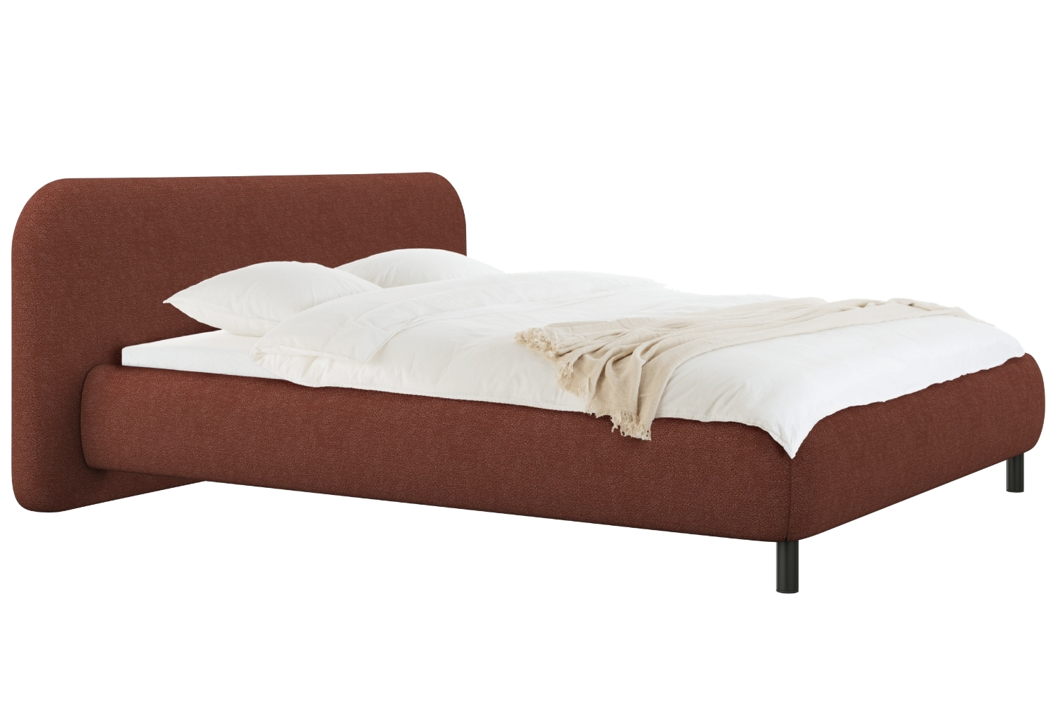 noo.ma Cihlová bouclé dvoulůžková postel Mumo 180 x 200 cm s úložným prostorem noo.ma