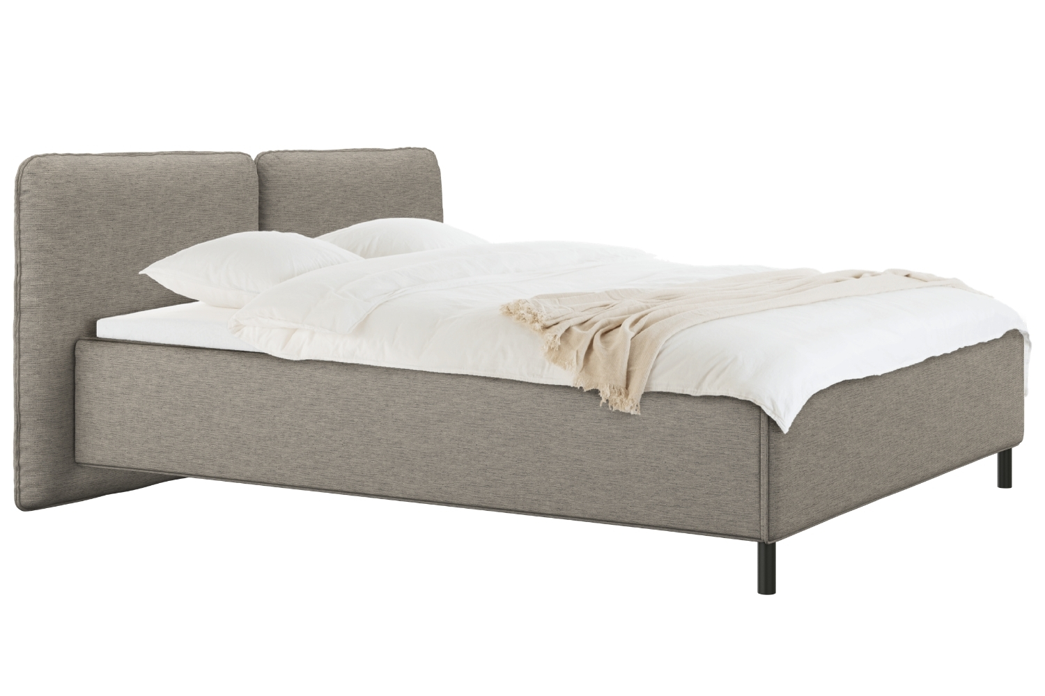 noo.ma Hnědá čalouněná dvoulůžková postel Melu 160 x 200 cm s úložným prostorem noo.ma