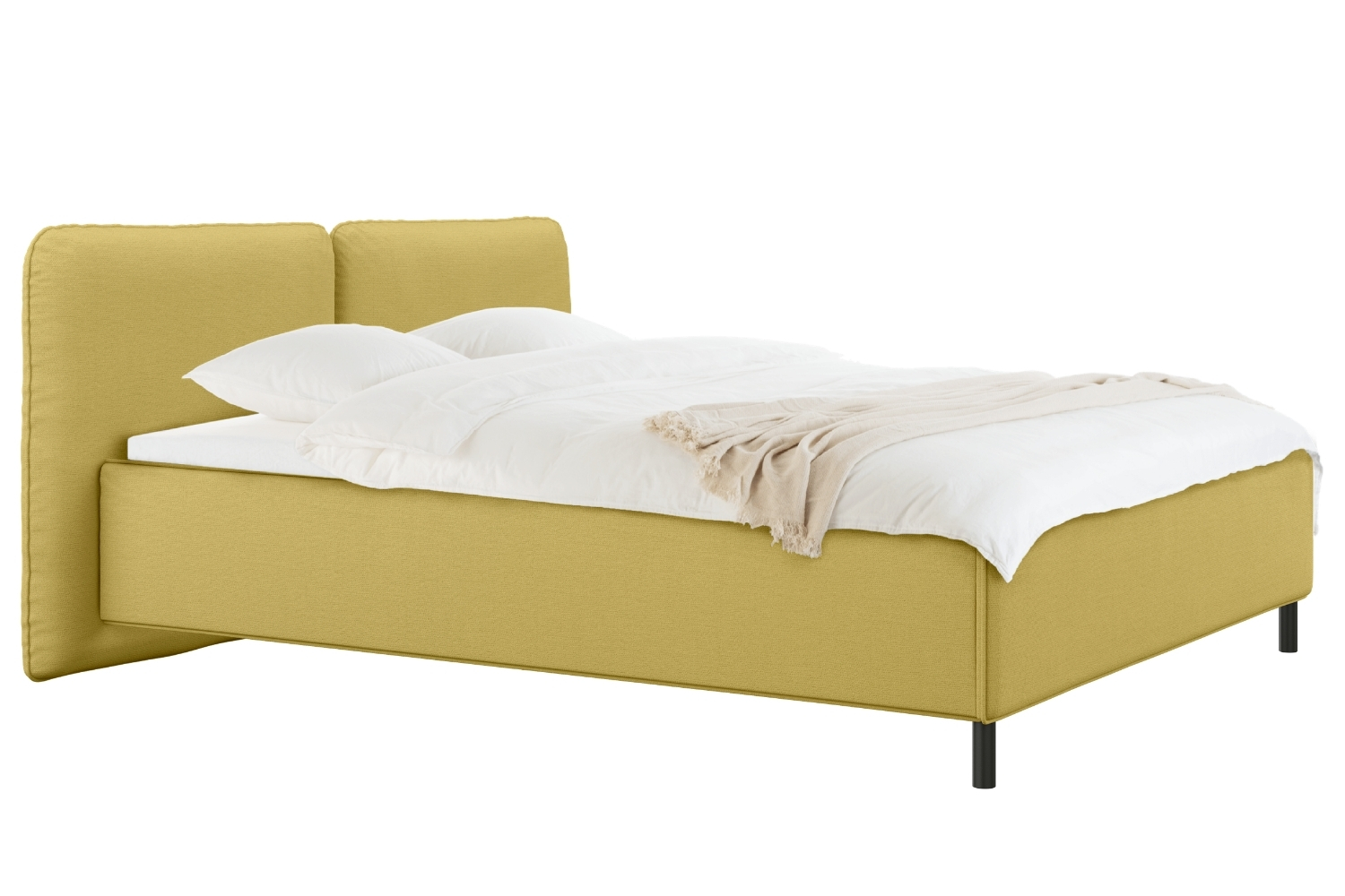 noo.ma Žlutá čalouněná dvoulůžková postel Melu 180 x 200 cm s úložným prostorem noo.ma