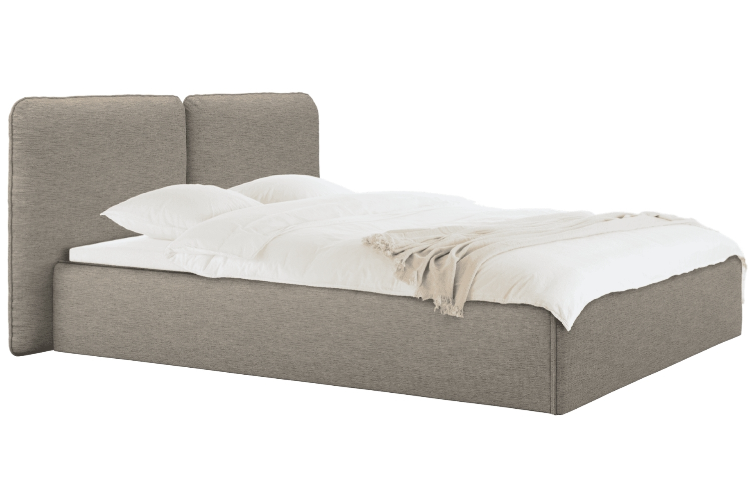 noo.ma Hnědá čalouněná dvoulůžková postel Melu 180 x 200 cm s úložným prostorem noo.ma