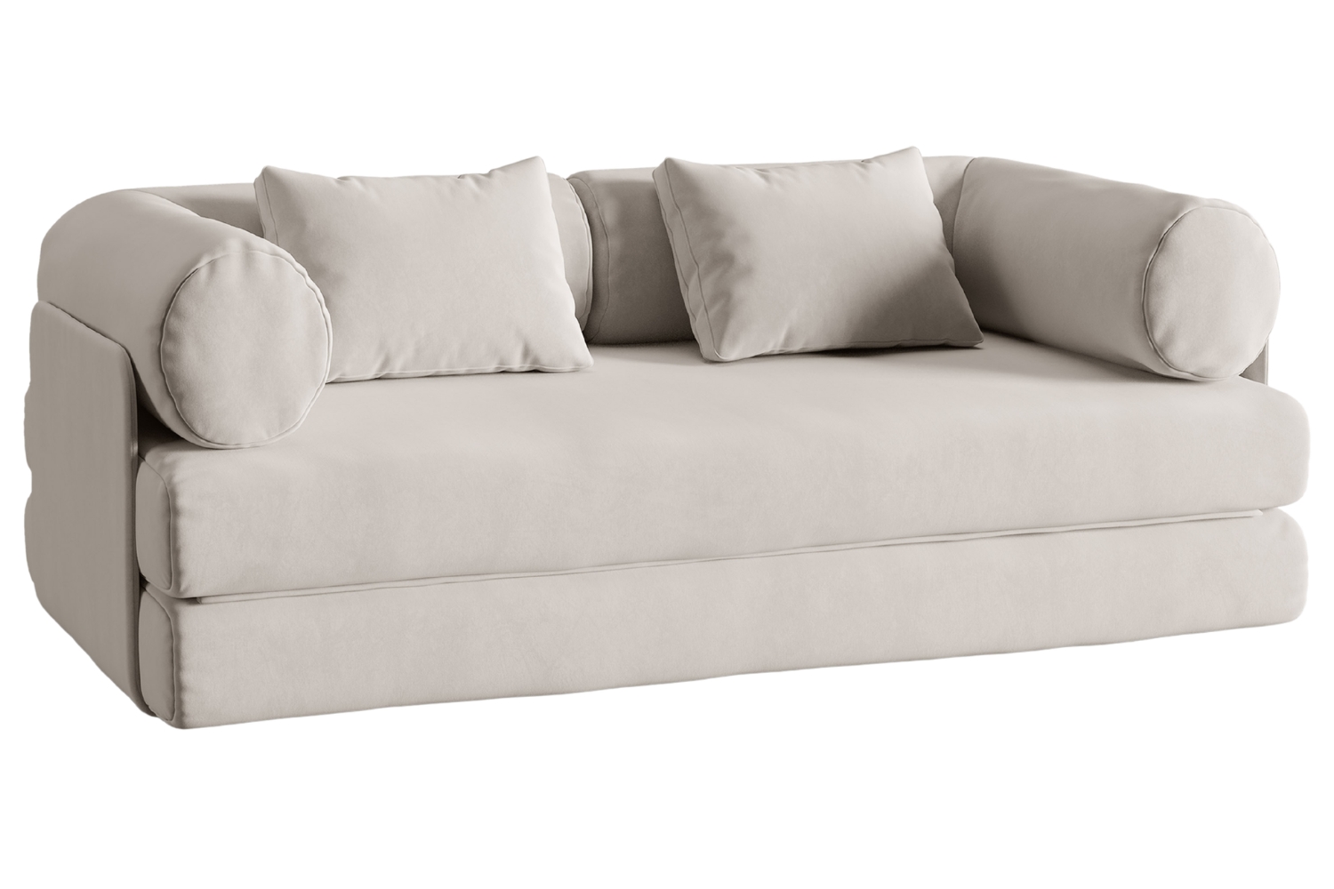 Micadoni Béžová sametová rozkládací pohovka Dreamy 206 cm Micadoni