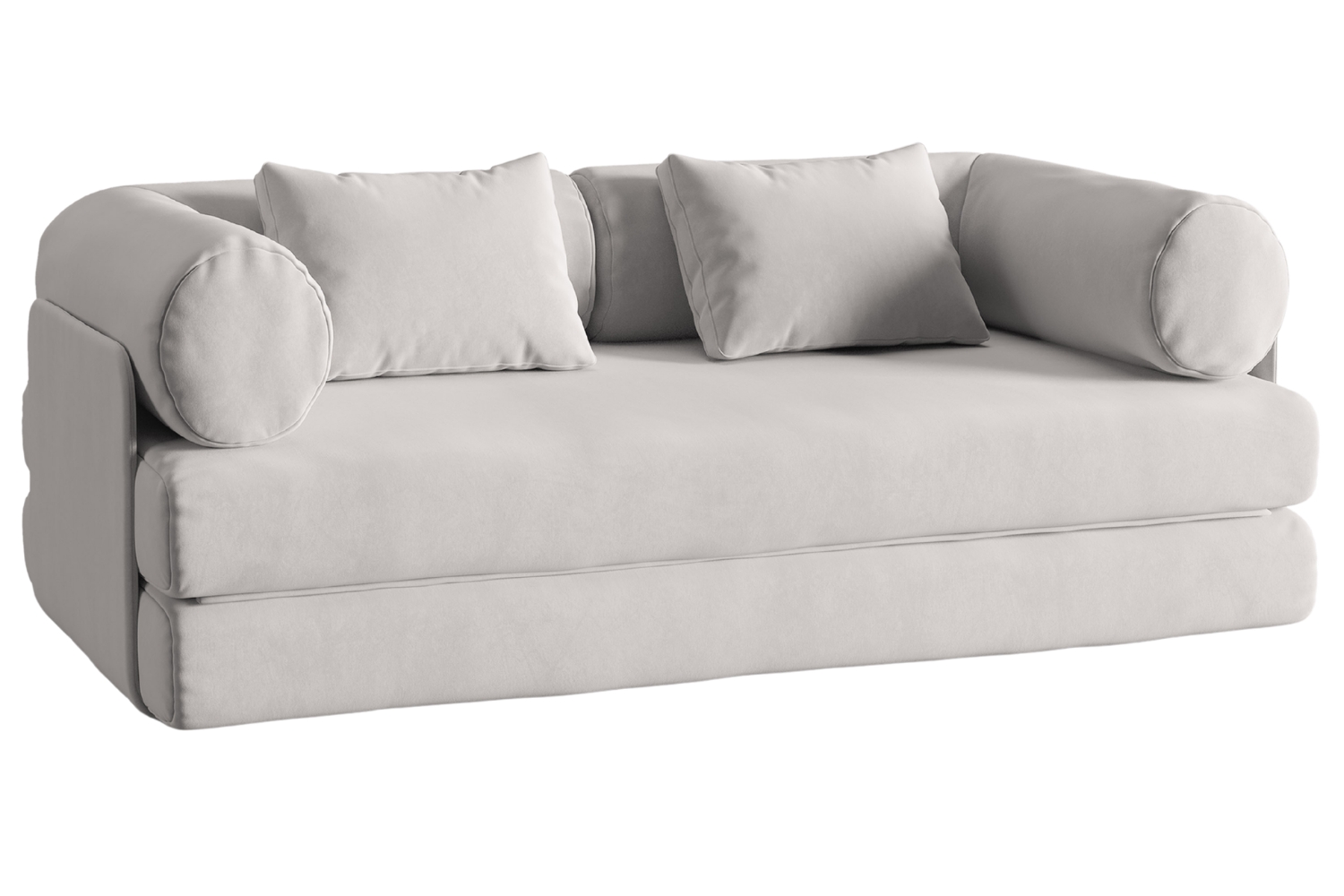 Micadoni Světle šedá sametová rozkládací pohovka Dreamy 206 cm Micadoni