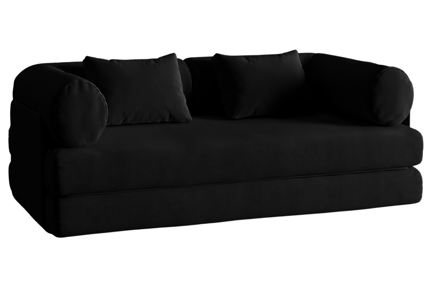 Micadoni Černá sametová rozkládací pohovka Dreamy 206 cm Micadoni