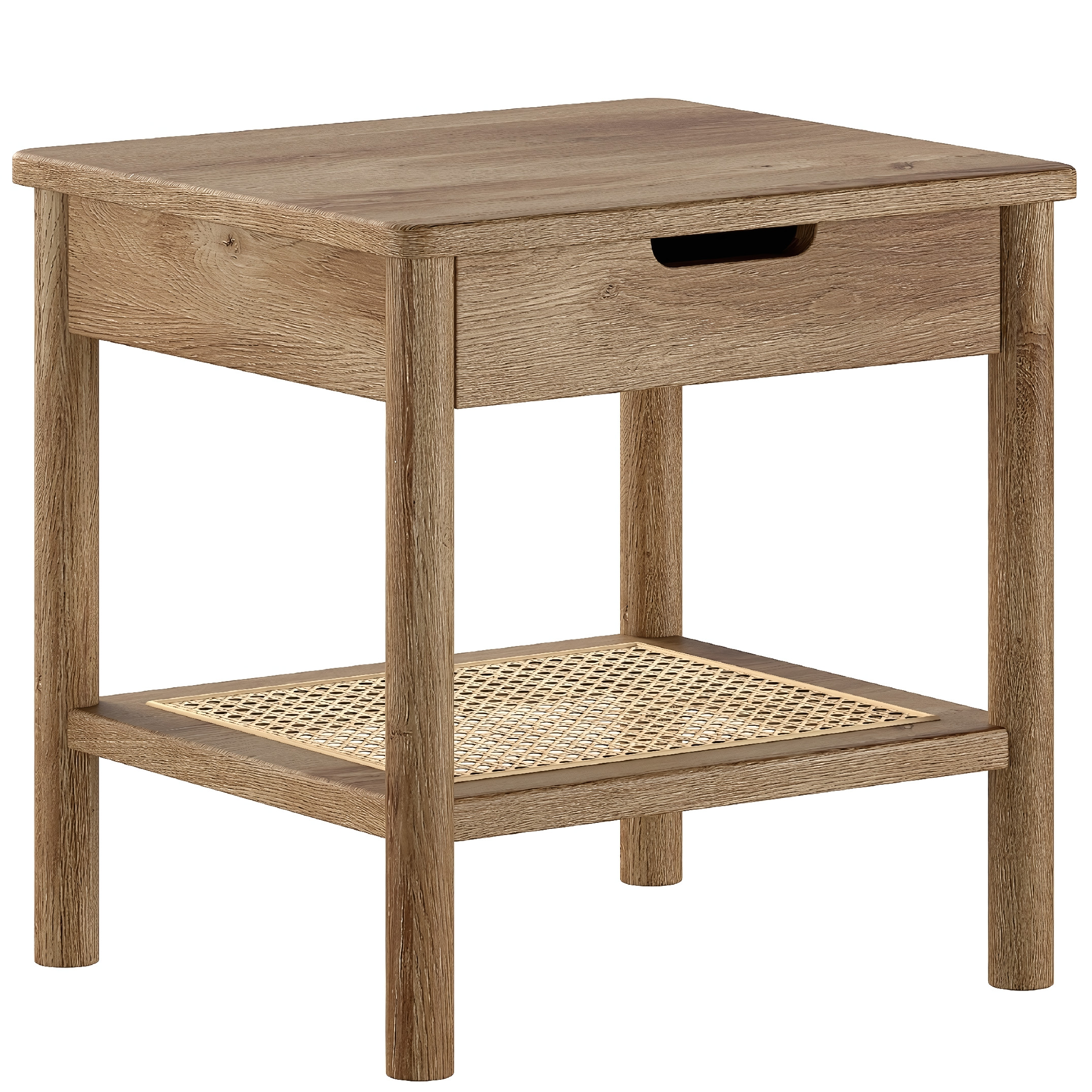 Vipack Dubovo-ratanový noční stolek Olive se zásuvkou Vipack