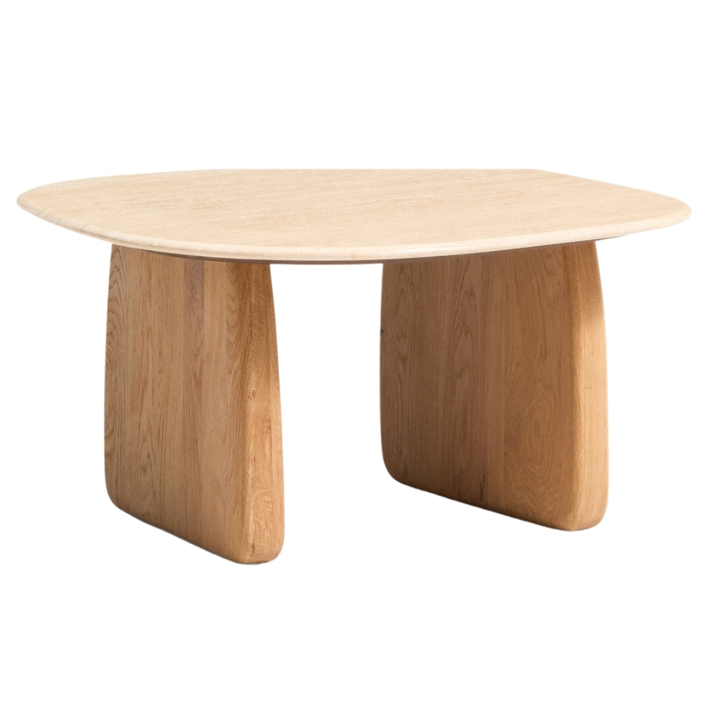 Kave Home Béžový travertinový odkládací stolek Pirita 71 x 70 cm Kave Home