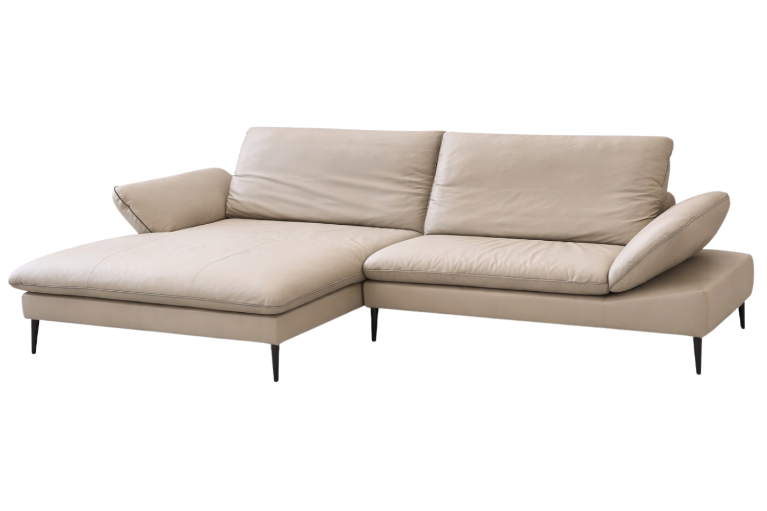 W.SCHILLIG Béžovošedá kožená rohová pohovka Enjoy&More 294 cm
