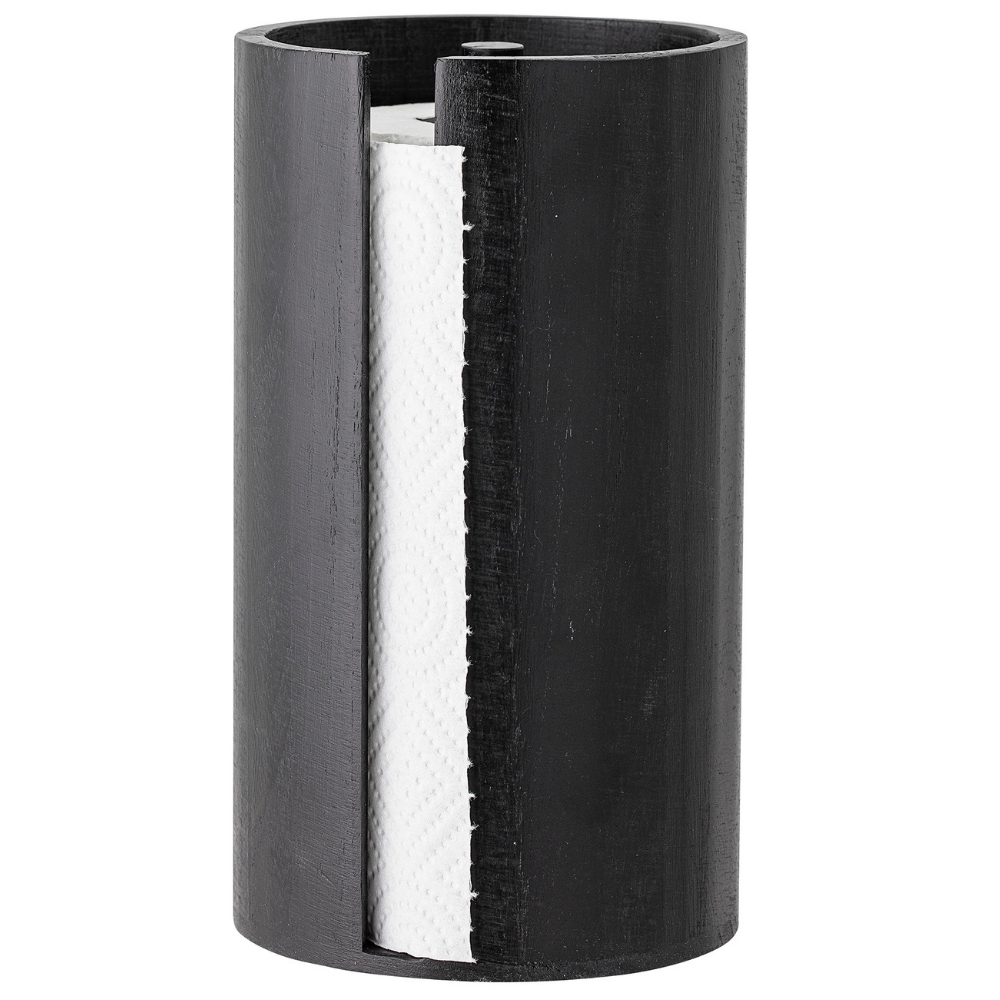 Bloomingville Černý dřevěný držák na roli kuchyňských utěrek Celian Bloomingville