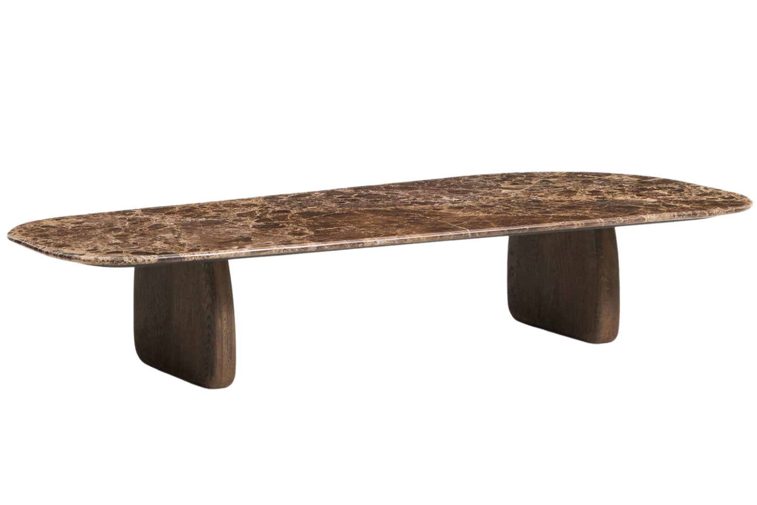 Kave Home Hnědý mramorový konferenční stolek Pirita 147 x 65 cm s tmavou podnoží Kave Home