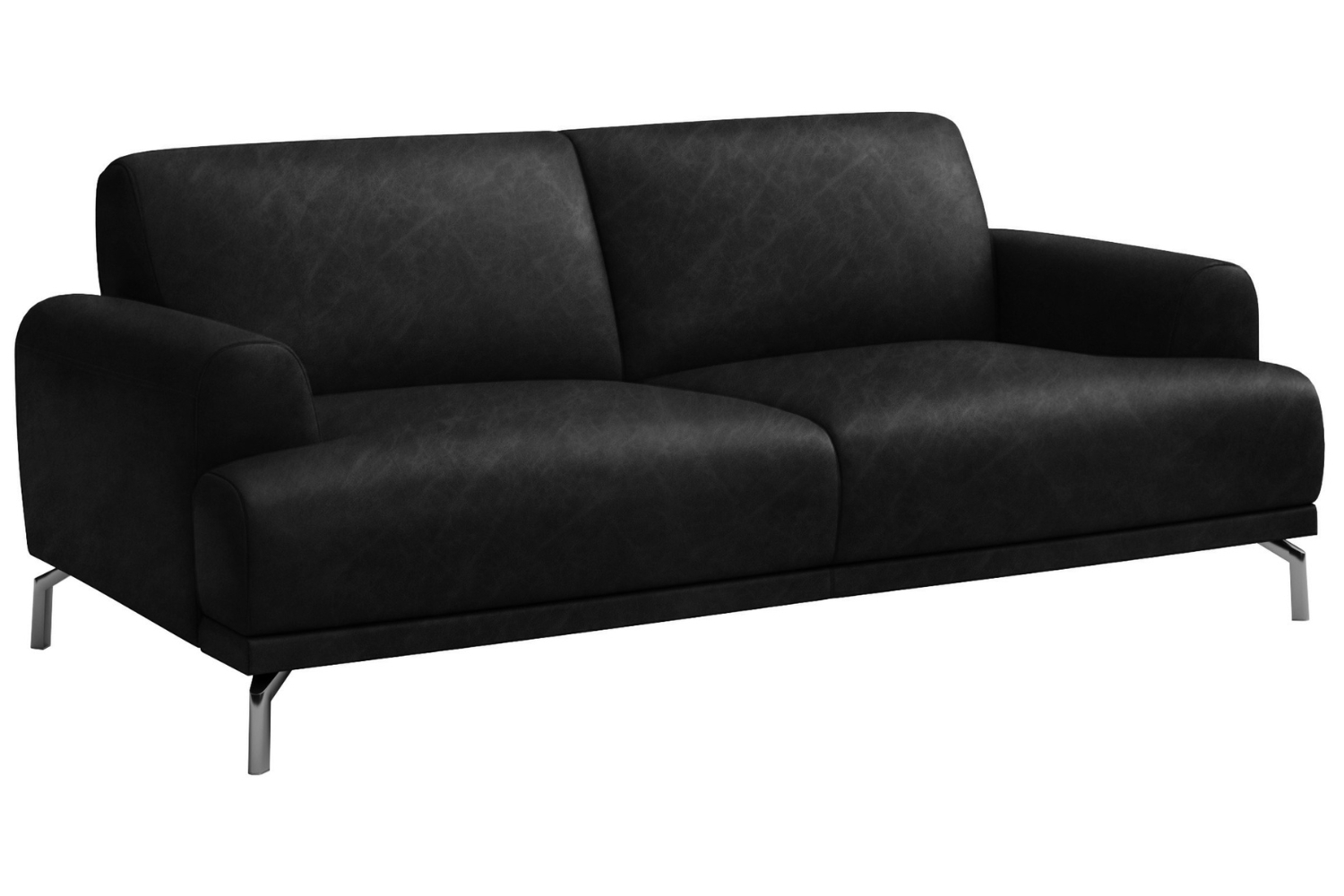 Mesonica Černá kožená dvoumístná pohovka Puzo 170 cm Mesonica