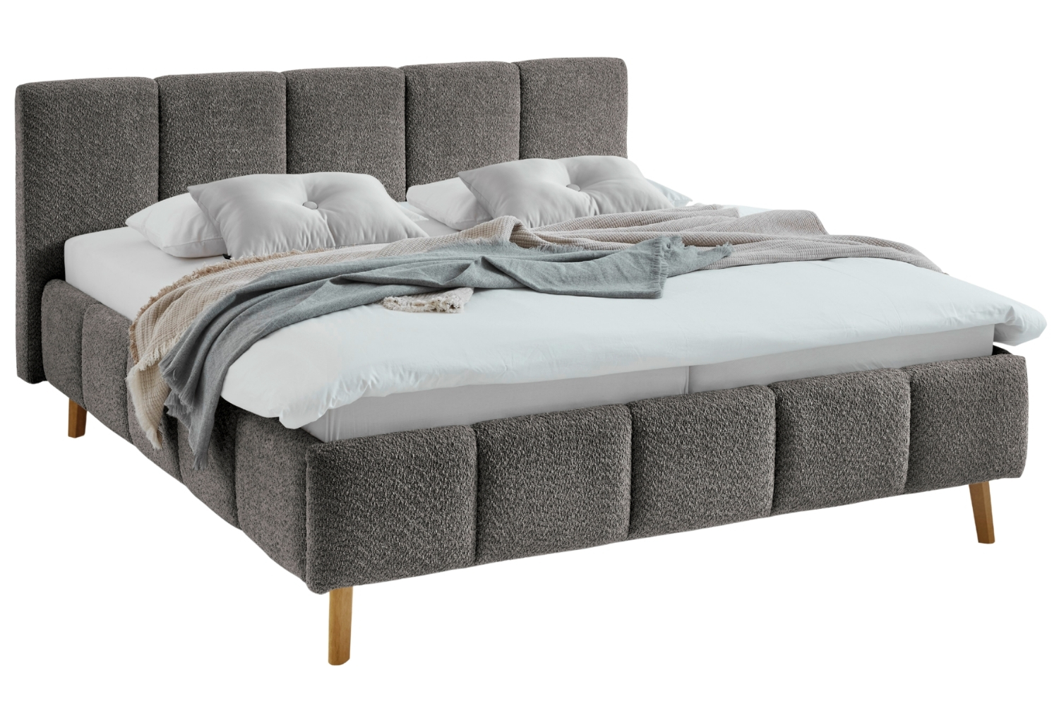 Meise Möbel Tmavě šedá dvoulůžková postel Alva 160 x 200 cm s úložným prostorem Meise Möbel