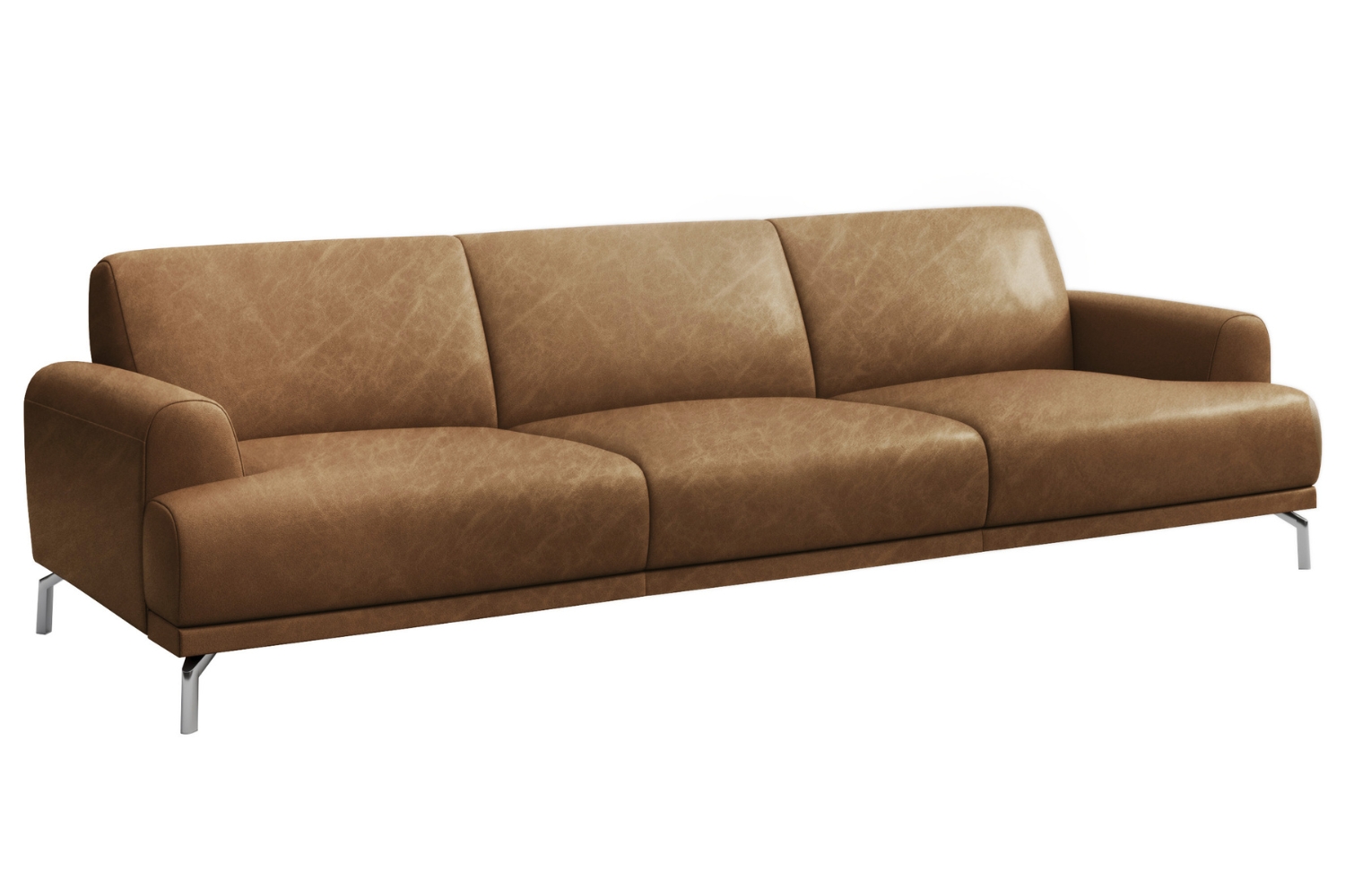 Mesonica Hnědá kožená trojmístná pohovka Puzo 240 cm Mesonica
