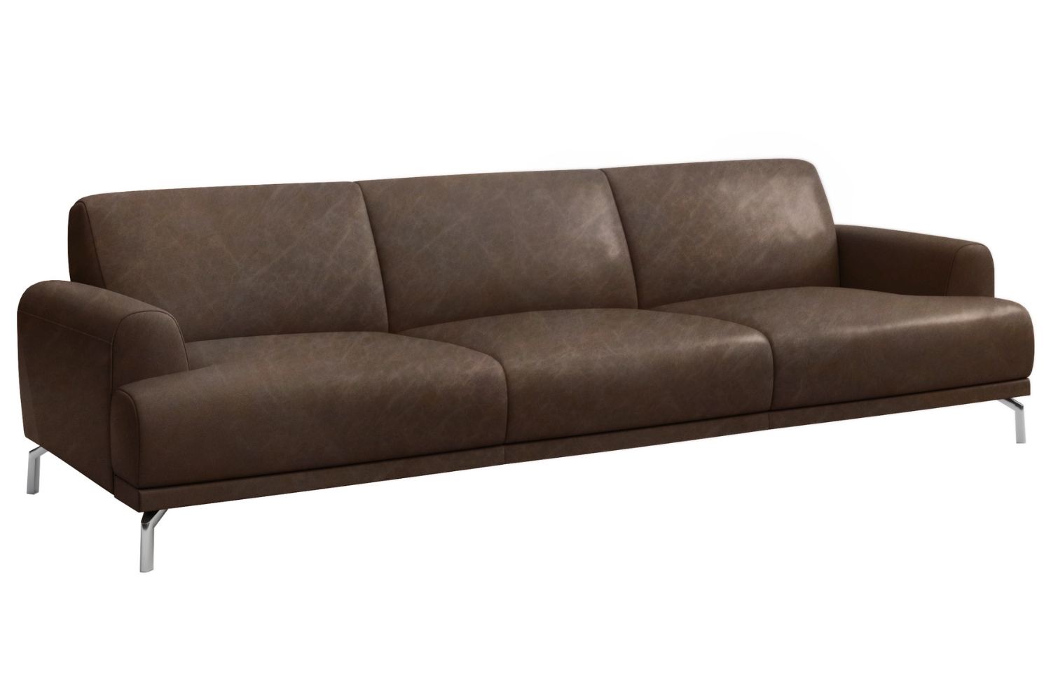 Mesonica Tmavě hnědá kožená trojmístná pohovka Puzo 240 cm Mesonica