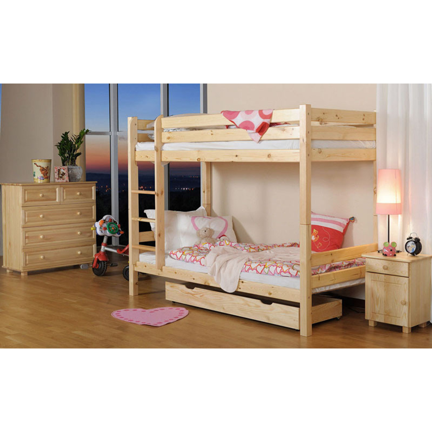Postel dětská dvoupatrová 90x200cm z masivu borovice