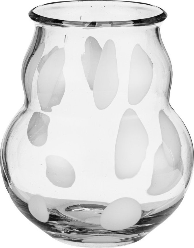 Bílá skleněná ručně vyrobená váza (výška 22 cm) Dam – noo.ma NOO.MA