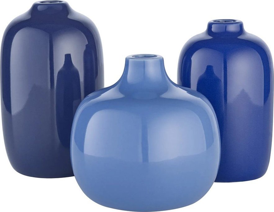 Modré keramické vázy v sadě 3 ks (výška 9 cm) Ceola – Blomus Blomus