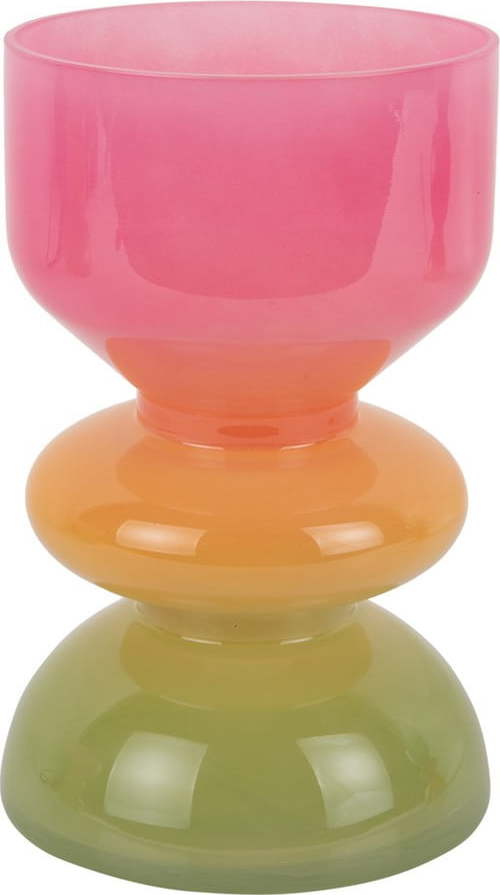 Oranžová/růžová skleněná váza (výška 20