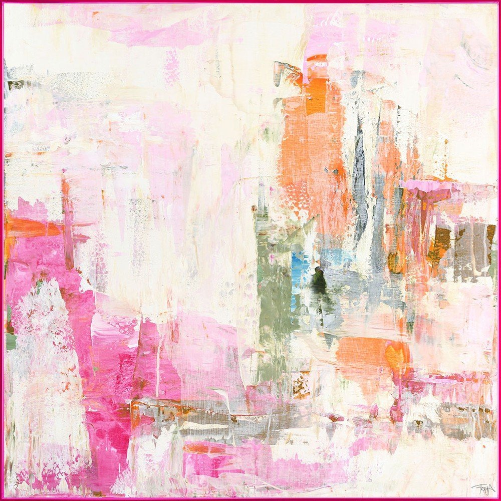 Tištěný/s ručně malovanými prvky obraz s rámem/na plátně 102x102 cm New Age Pink – Malerifabrikken Malerifabrikken