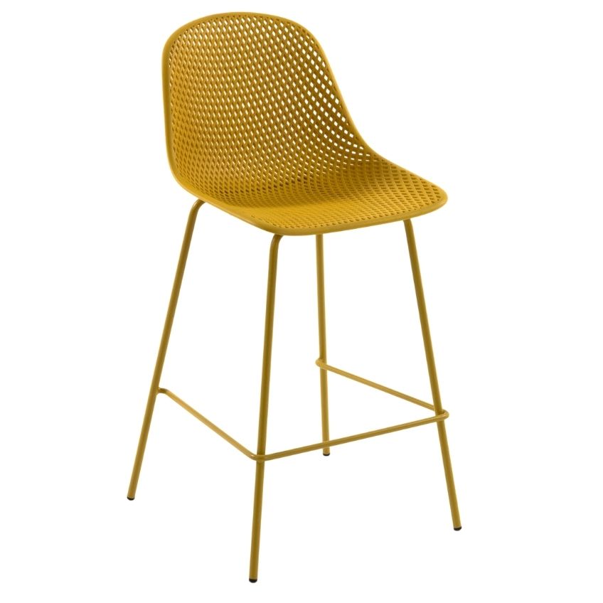Kave Home Žlutá plastová barová židle Quinby 75 cm Kave Home