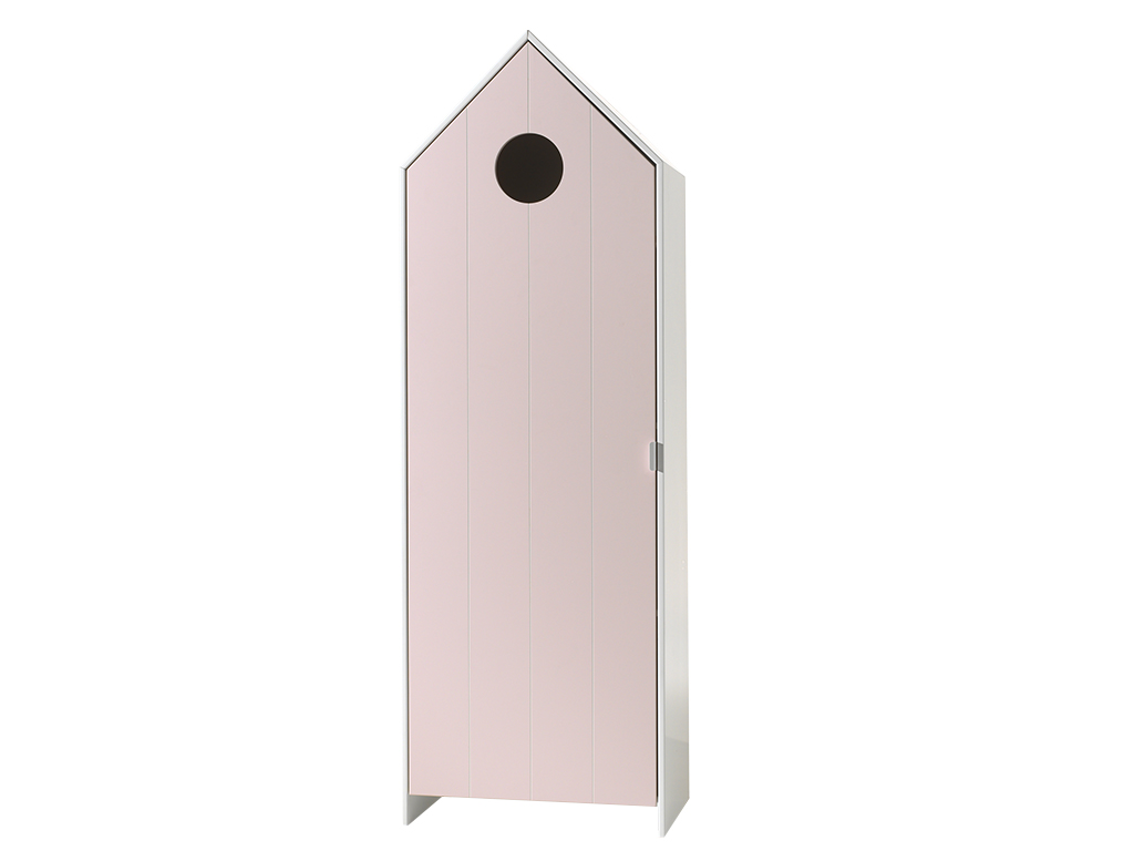 Vipack Růžová lakovaná šatní skříň Casami 172 x 58 cm s kulatým otvorem Vipack