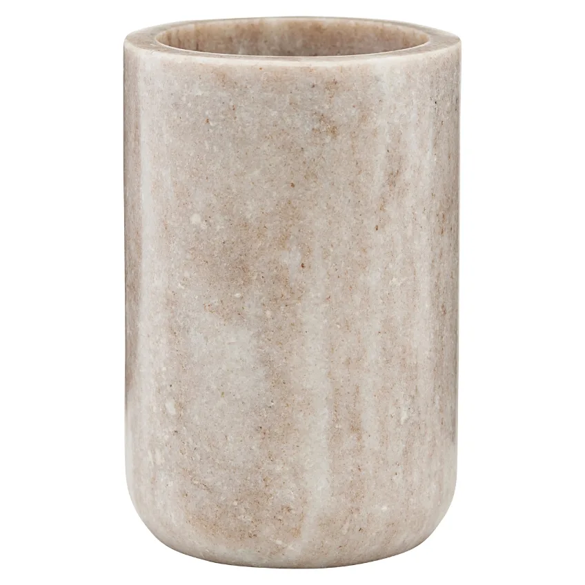 Meraki Béžový mramorový kelímek na kartáčky Marble