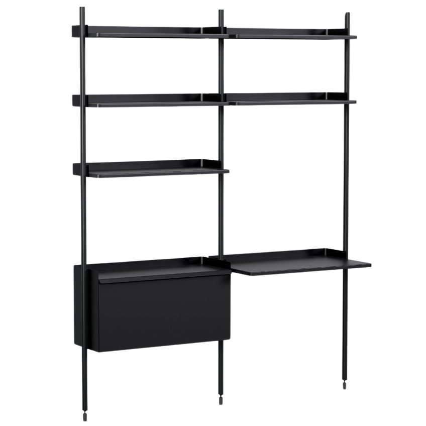 Hübsch Černý kovový regál HAY Pier system 209 x 162 cm s psacím stolem Hübsch