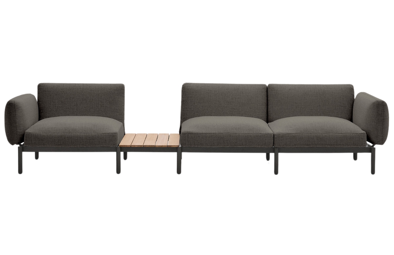 Kave Home Zahradní pohovka Sorells 341 cm se stolkem se šedou podnoží Kave Home