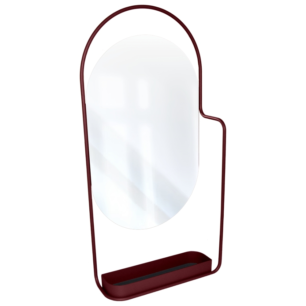 Fermob Třešňově červené kovové závěsné zrcadlo Itac 80 x 38 cm Fermob