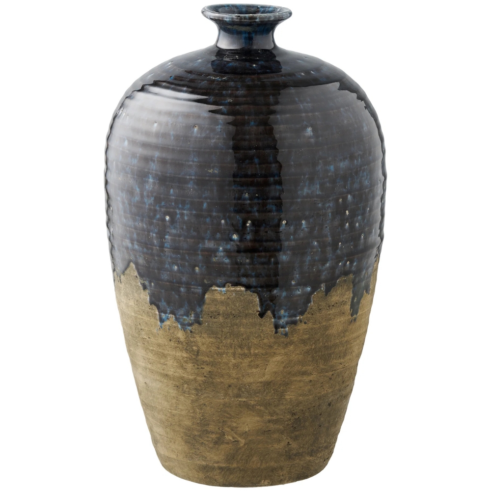 Nordic Living Tmavě modrá keramická váza Dahal 45 cm Nordic Living