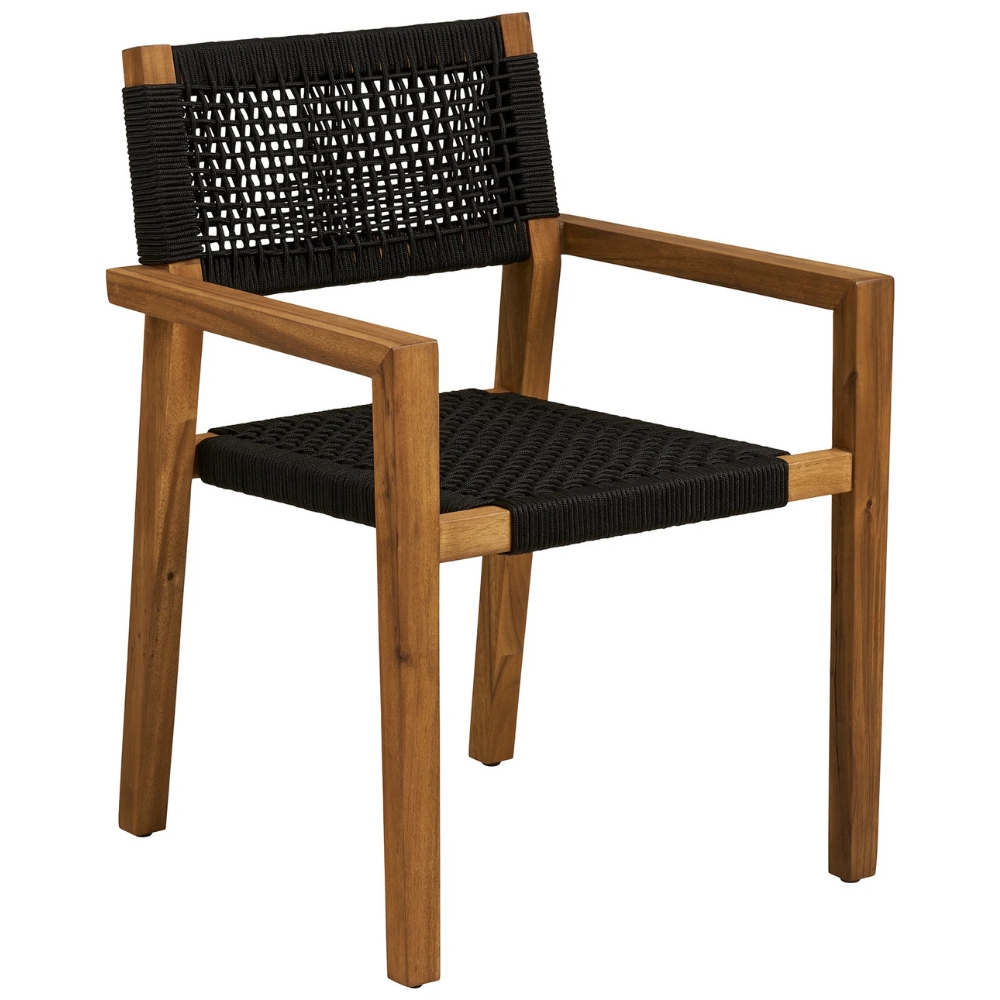 Nordic Living Dřevěná zahradní židle Zino s černým výpletem Nordic Living