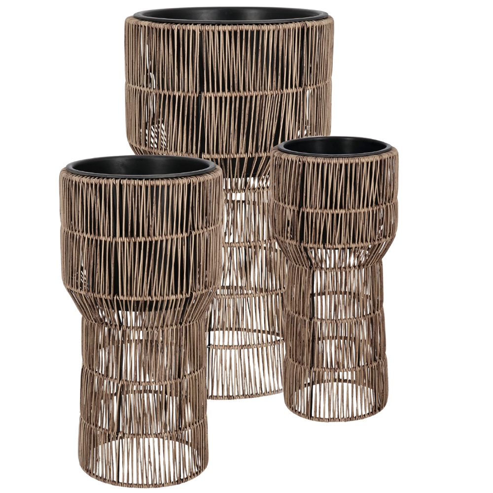Bizzotto Set tří zahradních květináčů z umělého ratanu Ayun Ø22/28/36 cm Bizzotto