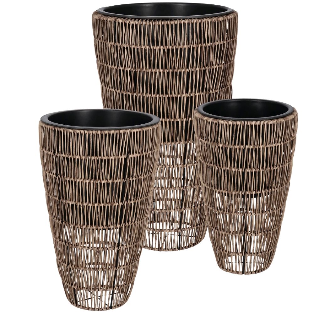 Bizzotto Set tří zahradních květináčů z umělého ratanu Ayun Ø26/30/36 cm Bizzotto